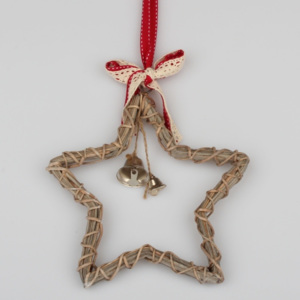 Hnedá ratanová závesná hviezda Dakls Bell, 35 cm