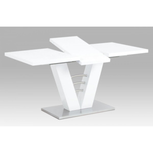 Rozkladací jedálenský stôl HT-510 WT biely lesk / brúsený nerez Autronic