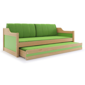Detská posteľ s prístilkou CASPER 2, 80x190, borovica/zelená