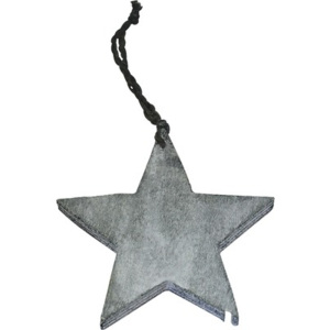 Závesná hviezda drevená 18 cm šedá