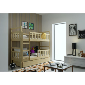 Detská poschodová posteľ WOLF 8, borovica, lavý, 88x200x165 cm