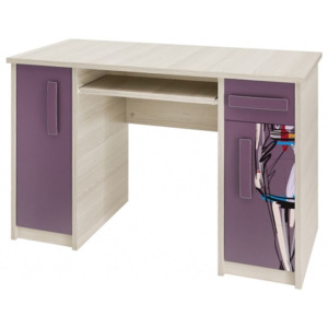 Písací stôl SEINA, 76x120x60 cm, jaseň/fialová, aplikácie móda