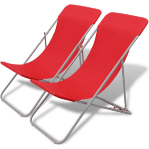 Skladacia plážová stolička, 2 ks, červená
