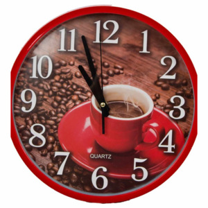COFFEE nástené hodiny červené