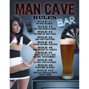 Plechová ceduľa: Man Cave Bar - 40x30 cm