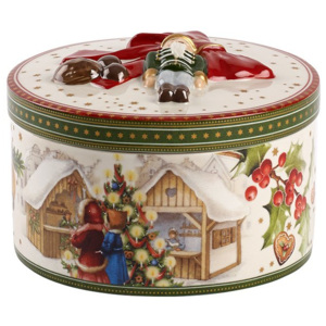 Villeroy & Boch Christmas Toys guľatá darčeková krabička Vianočný trh, 13 cm