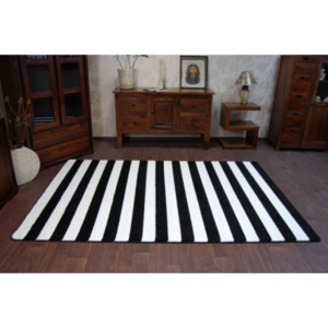 F758 Moderný koberec sketch bielo-čierne pruhy 120x170 cm