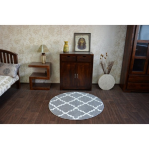 F343 kruh Moderný koberec SKETCH šedo-biely kruh priemer 100cm