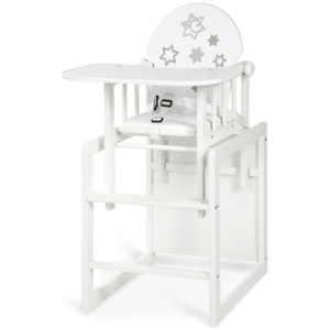 Detská jedálenská stolička GALA III Hviezdičky, biela, 102x47x65 cm
