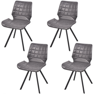 Jedálenská stolička z umelej kože, 4 ks, šedá