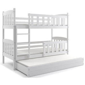 Poschodová posteľ s prístilkou FERDA 3, 90x200, biela/biela