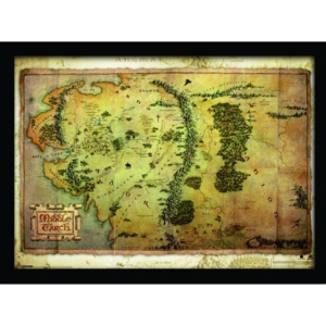 Rámovaný Obraz - Hobbit - mapa Stredozeme