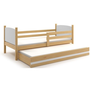 Detská posteľ s prístilkou BOBÍK 2, 90x200, borovica/biela