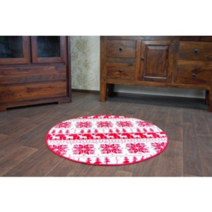 11094 Koberec vianočný červeno- biely kruh kruh priemer 80cm