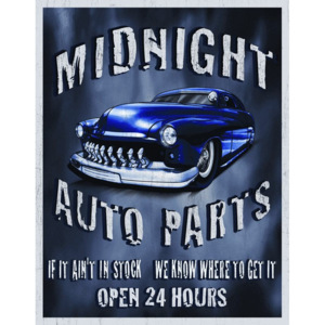 Plechová ceduľa: Midnight Auto Parts - 40x30 cm