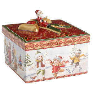 Villeroy & Boch Christmas Toys hranatá darčeková krabička Zimné radovánky, 13 cm