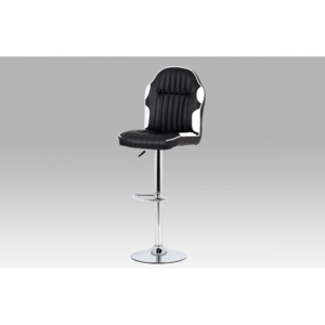 Barová stolička AUB-610 WT koženka čierna + biela / chróm Autronic