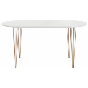 Biely stôl vo vysokom lesku Støraa Ermelo, dĺžka 160 cm