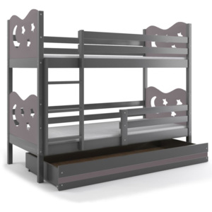 Poschodová posteľ KAMIL, 80x160, grafit/grafitová