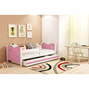 Detská posteľ so zábranou MIKULÁŠ, 80x160, biela/ružová