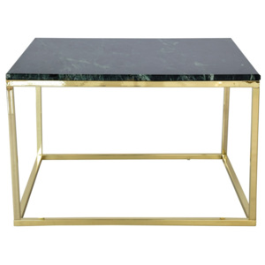 Zelený mramorový konferenčný stolík s podnožou v zlatej farbe RGE Accent, šírka 75 cm