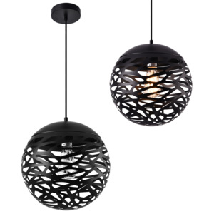 [lux.pro]® Dekoratívna dizajnová design závesná lampa HT169912 - čierna (1 x E27)