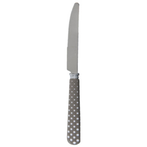 Clayre & Eef Jídelní nůž šedý s puntíky