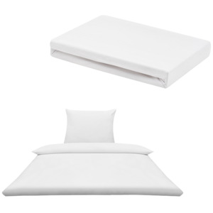 [neu.haus]® Sada posteľná bielizeň 155 x 200 cm + plachta 90-100 x 200 cm - biela