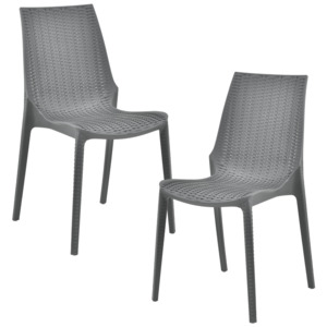 [casa.pro]® Sada záhradných stoličiek HTRS-8555 - 2 ks - 89 x 44 x 55,5 cm - tmavo sivé