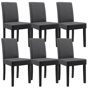 [en.casa]® Sada štýlových čalúnených stoličiek - 6 ks - tmavo sivé