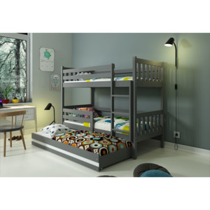 Poschodová posteľ RINOCO 3 + matrac + rošt ZADARMO, 190x80, grafit