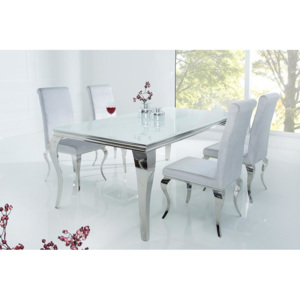 Jedálenský stôl Modern Barock 180cm/ biely- strieborný