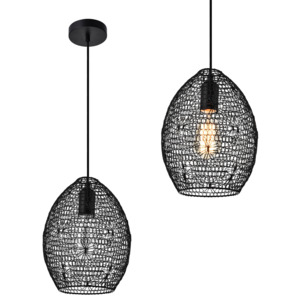 [lux.pro]® Dekoratívna dizajnová design závesná lampa HT169915 - čierna (1 x E27)