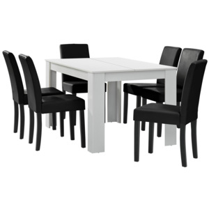 [en.casa]® Elegantný dubový jedálenský stôl HTFU-1404 - 140 x 90 cm - so 6 stoličkami HTMY-9706