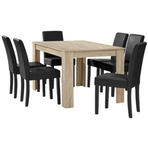 [en.casa]® Elegantný dubový jedálenský stôl HTFU-1401 - 140 x 90 cm - so 6 stoličkami HTMY-9706