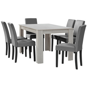 [en.casa]® Elegantný dubový jedálenský stôl HTFU-1403 - 140 x 90 cm - so 6 stoličkami HTMY-9701