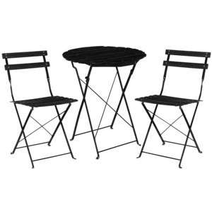 [casa.pro]® Bistro sada - okrúhly stôl + 2 stoličky - čierna