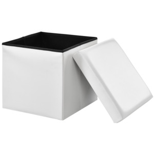 [en.casa]® 2-v-1 Box na sedenie s odkladacím priestorom - 38 x 38 x 38 cm - biely - L