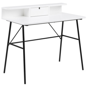 Pracovný stôl so zásuvkou Calina, 100 cm - biela / čierna