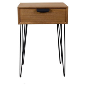 Nočný stolík so zásuvkou Nord, 76 cm - drevo / čierna