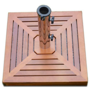 Stojan na slnečník (štvorcový) - žula / nerezová oceľ / drevené obloženie, 25 kg