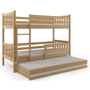 Poschodová posteľ RINOCO 3 + matrac + rošt ZADARMO, 190x80, borovica