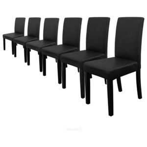 [en.casa]® Sada 6 ks štýlových čalúnených stoličiek - čierne