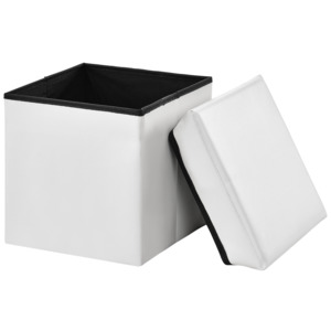 [en.casa]® 2-v-1 Box na sedenie s odkladacím priestorom - 30 x 30 x 30 cm - biely - M