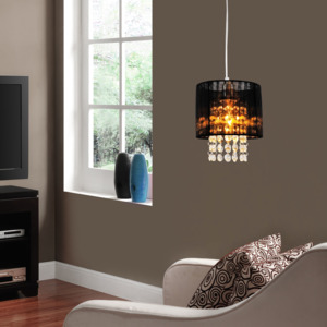 [lux.pro]® Dekoratívna dizajnová design závesná lampa / stropná lampa - chrómová–čierna (1 x E14)