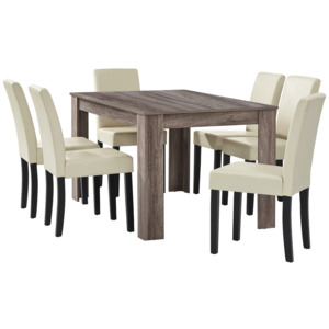 [en.casa]® Elegantný dubový jedálenský stôl HTFU-1402 - 140 x 90 cm - so 6 stoličkami HTMY-9704