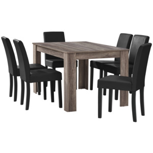 [en.casa]® Elegantný dubový jedálenský stôl HTFU-1402 - 140 x 90 cm - so 6 stoličkami HTMY-9706