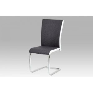 Jídelní židle šedá látka + bílá koženka / chrom HC-369 GRWT2 Autronic