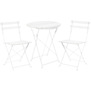 [casa.pro]® Bistro sada - okrúhly stôl + 2 stoličky - biela