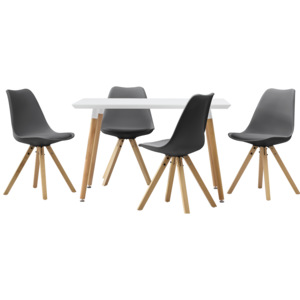 [en.casa]® Dizajnový jedálenský stôl - 120 x 70 cm - biely a 4 sivé stoličky
